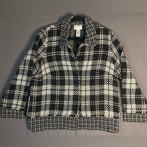 Alfred Dunner Black and White Plaid Blazer Style Jacket Women's Size M